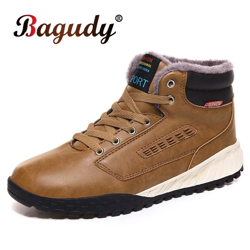 

Men Winter Snow Boots Waterproof Warm Plush Men Ankle Boots Casual Outdoor Non-slip Men Winter Leather Boots Shoes Plus Size 48