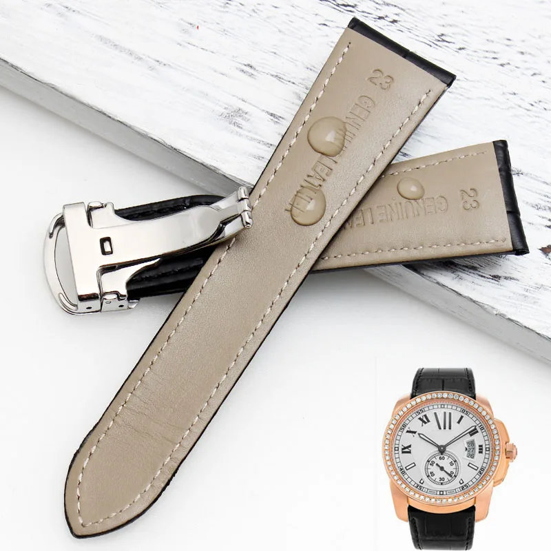 Cowhide watch band suitable for Cartier  W7100060 men's watch band 22mm 23mm 24mm 25mm