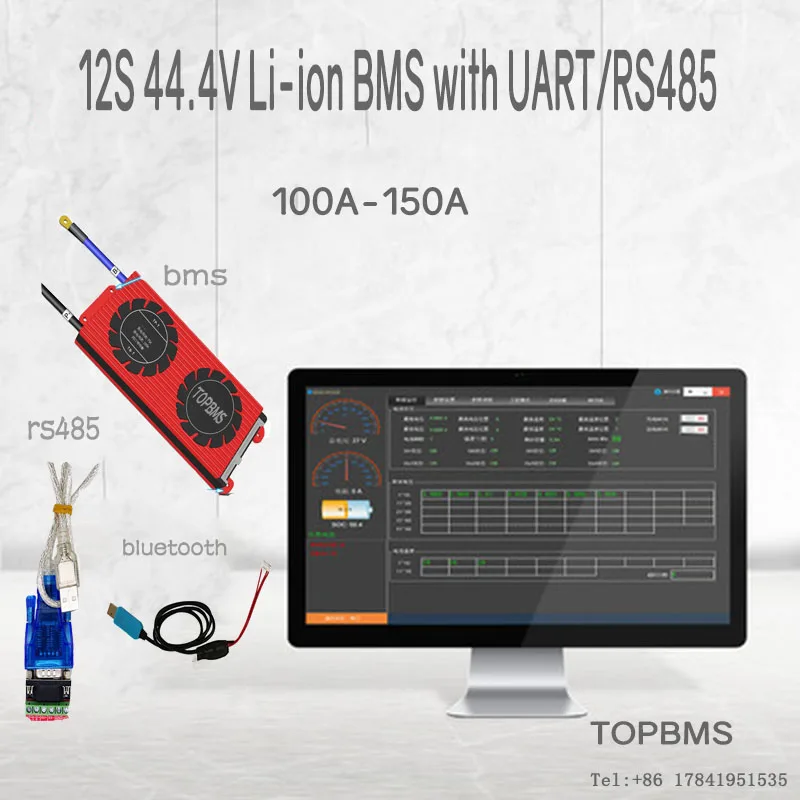 12 S 44 4 V li ion BMS 100A150A с Bluetooth приложением для телефона RS485 CANbus NTC UART GPS литий ионной