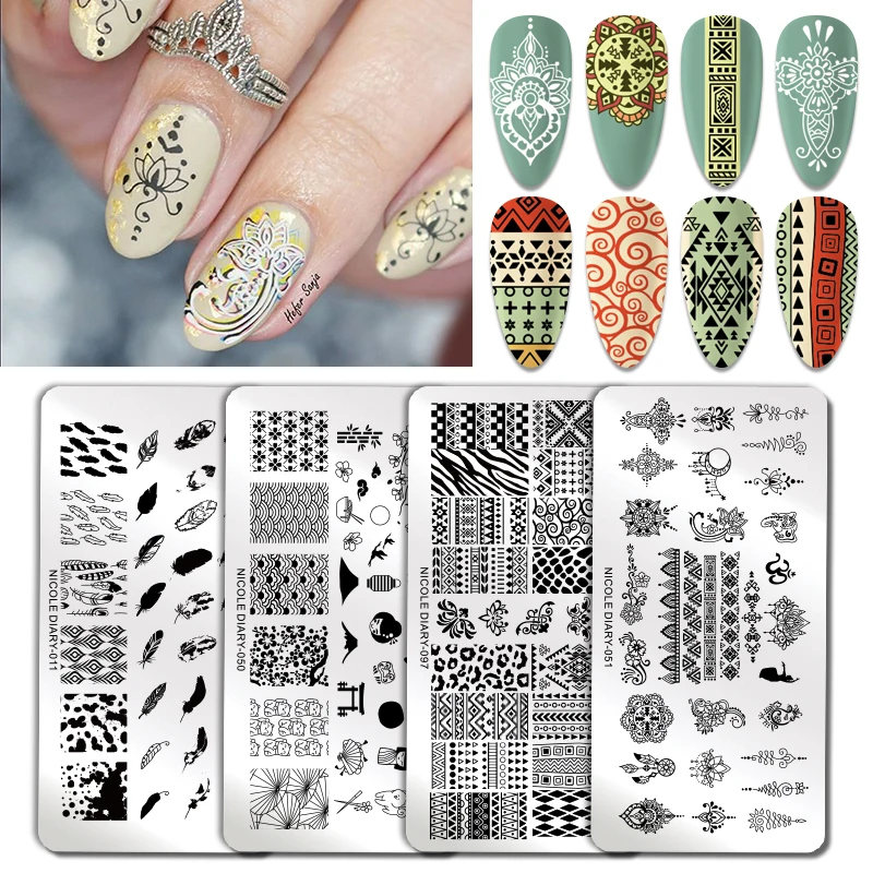 Трафареты NICOLE DIARY для ногтей инструменты художественной печати с изображением