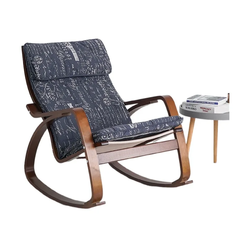 

Contemporary Rocking Chair Medium Brown with Cotton Fabric Cushion Seat Living Room Furniture Adult Rocking Chair Wood Armchair