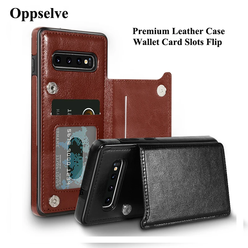 

Slim Fit Premium Leather Cover For Samsung Galaxy S20 Ultra S10 S9 S8Plus Note 20 10 9 8 Wallet Card Slots Shockproof Flip Case