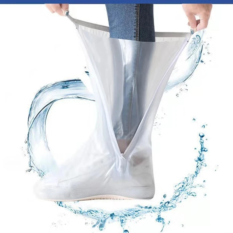Reusable Water Proof Shoe Cover Long Length Slip-resistant Zipper Rain Boots Overshoes Waterproof Rainy Days Useful Tools