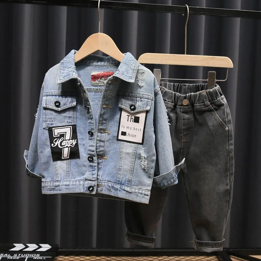 Джинсовая куртка для маленьких мальчиков От 2 до 7 лет одежда детей Сезон весна