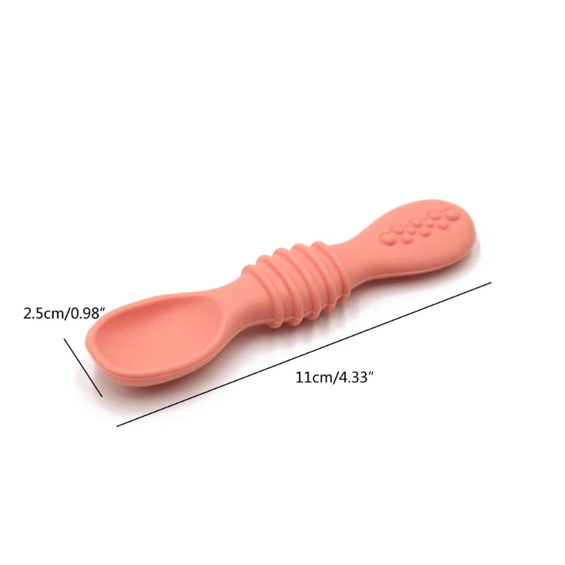 

50LE Baby Spoon Silicone Teether Toys Learning Feeding Scoop Training Utensils Newborn Tableware