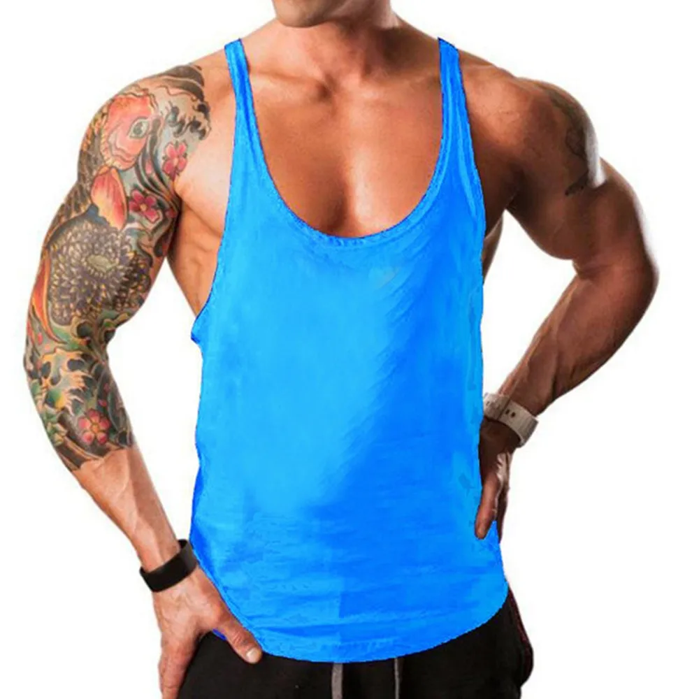 

New Arrivals Bodybuilding Stringer Tank Top Man Cotton Gym Sleeveless Shirt Men Fitness Vest Singlet Sportswear Workout Tanktop