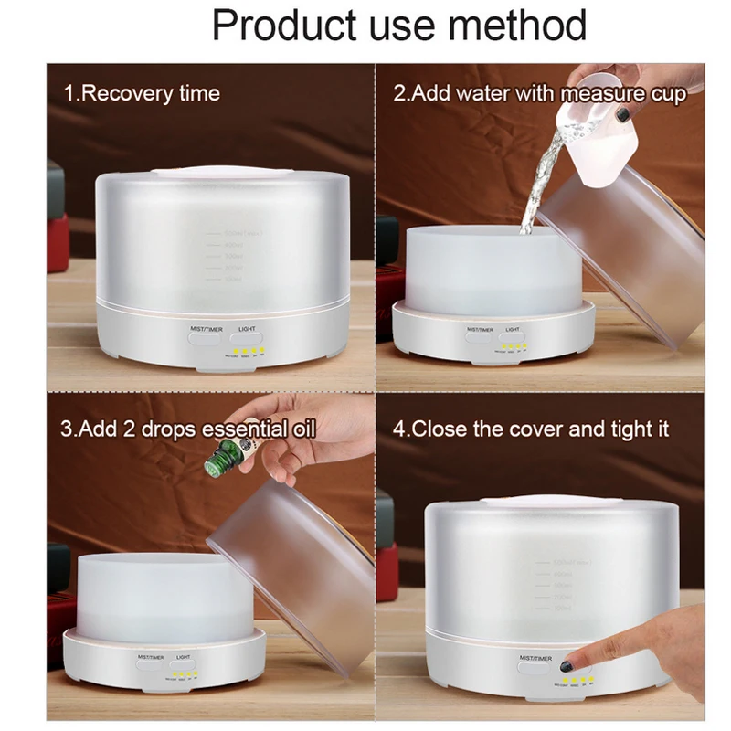 500 мл увлажнитель с пультом дистанционного управления 7 светодиодных ламп