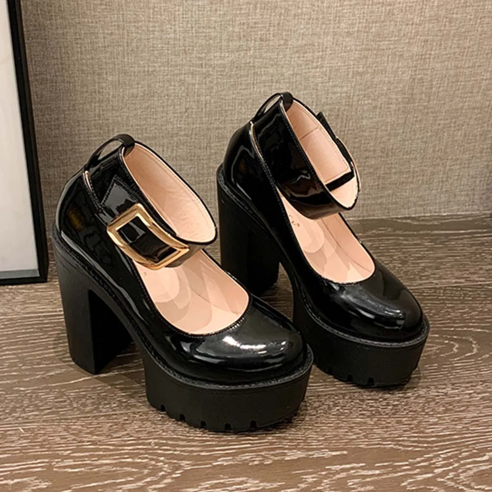 

SaraIris Balck Buckle Strap Platform Pumps Women Cool Fashion Luxucy Great Quality Pumps Ladies Shoes