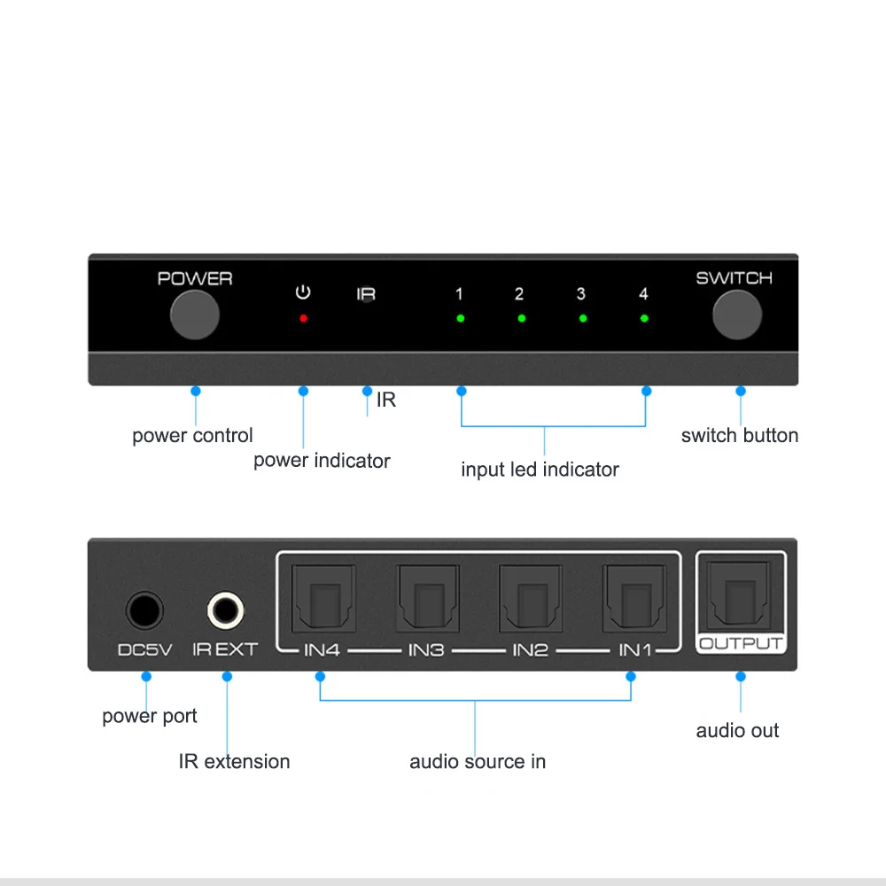 Цифровой оптический аудио переключатель hdmaters коаксиальный коммутатор SPDIF TOSLINK 4X1