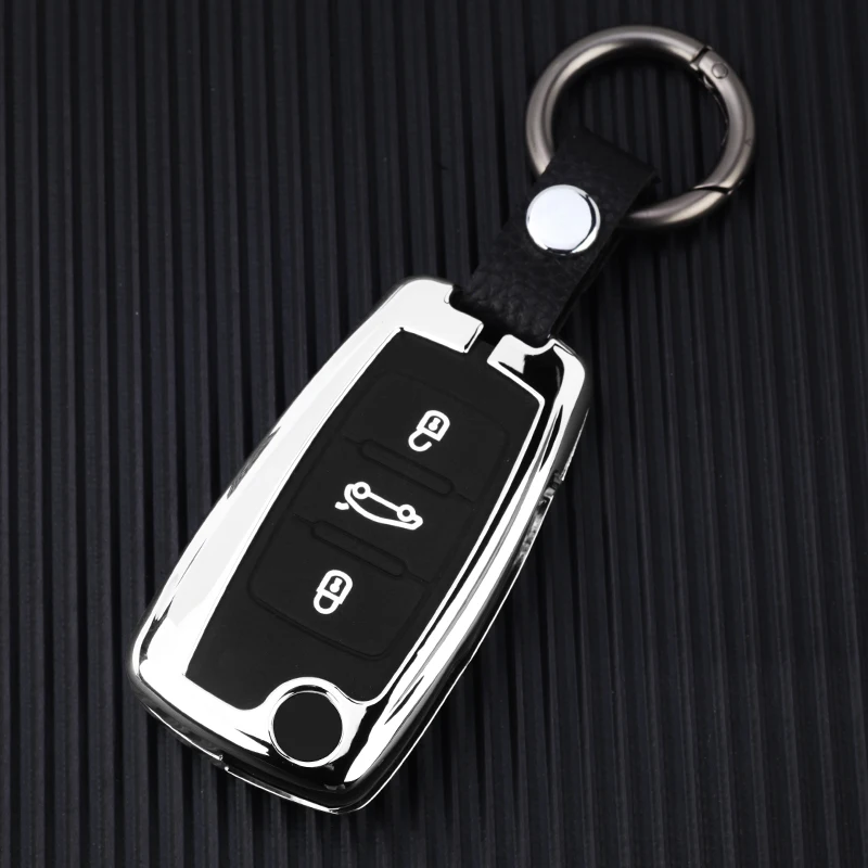

Zinc alloy Car Key Case For VW Volkswagen Polo Golf Passat Beetle Caddy T5 Up Eos Tiguan Skoda A5 SEAT Leon Altea Flip car Cover