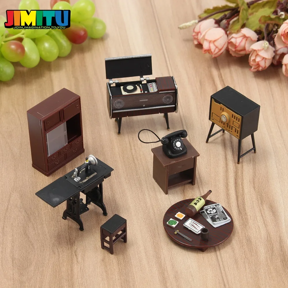 Деревянный кукольный домик JIMITU 7 шт./компл. имитация 1:12 миниатюрная мебель для