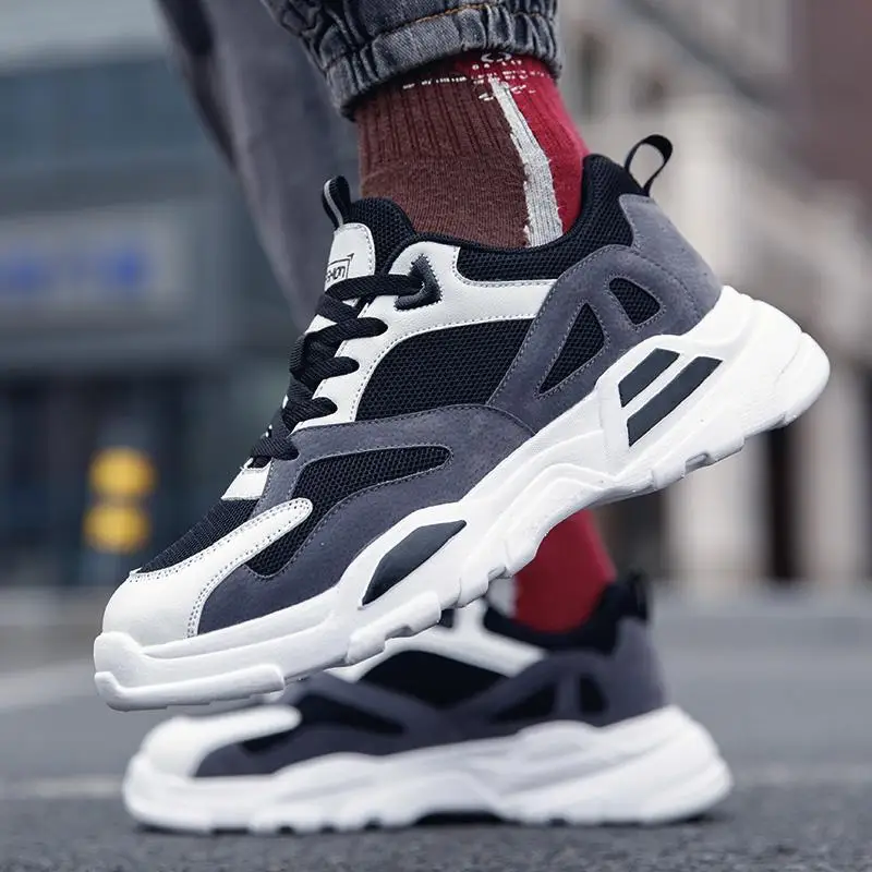 

Cheap Retro Outdoor Dad Shoes Men Running Shoes Chunky Sneakers Breathable Nonslip Platform Sneakers Man Thick Sole Sports Shoes