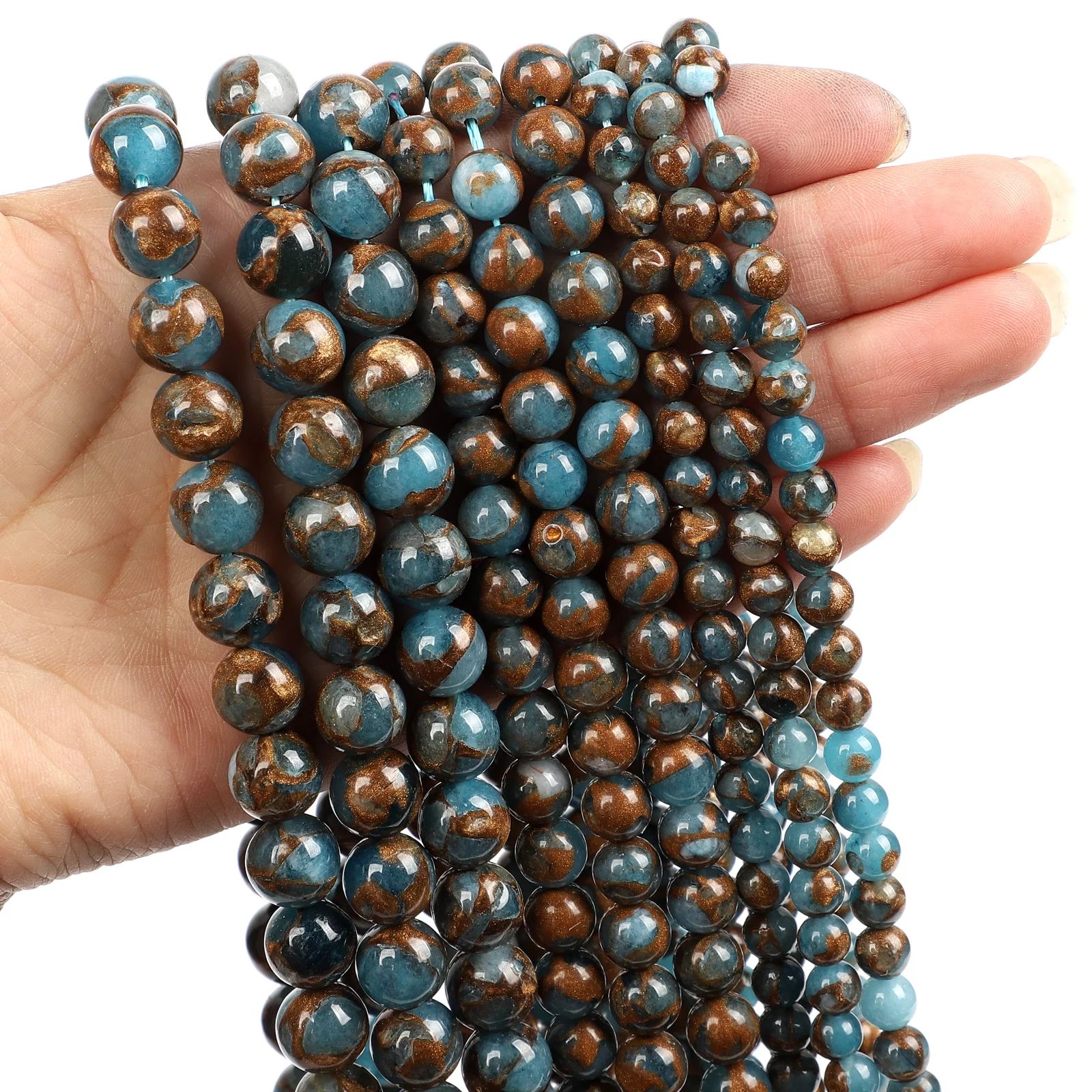 

Бусины из натурального камня, сапфировые бусины из натурального камня для изготовления ювелирных изделий, рукоделия, браслетов, нитка 4-12 мм