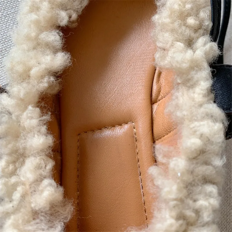 PXELENA/обувь на натуральном меху женские балетки с бантом и пряжкой мех ягненка