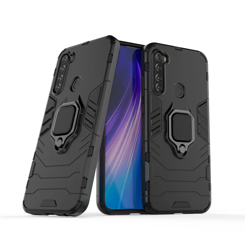 Чехол для Xiaomi Redmi Note 8 T защитный силиконовый чехол-бампер с кольцом на палец чехол