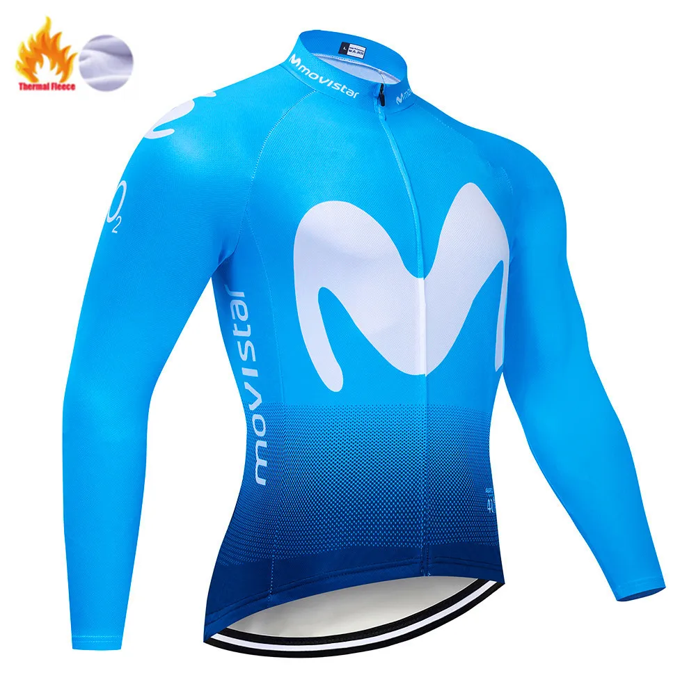 Cycling jersey Movistar Pro Team зимний теплый флисовый длинный комплект одежды для мужчин, Велоспорт Джерси, нагрудник, велосипед, Ropa Ciclismo, велосипедная одежда - Цвет: Cycling jersey