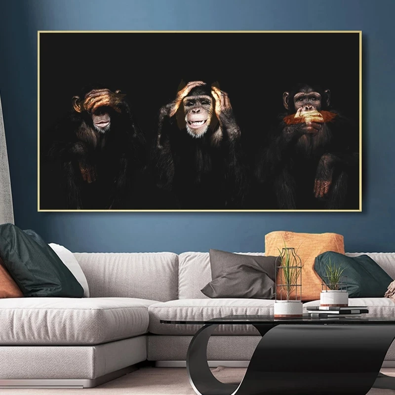 

Black Monkey Gorilla Pictures Canvas Painting Animal Art Posters and Prints Wall Art Pictures For Living Room Home Cuadros Decor