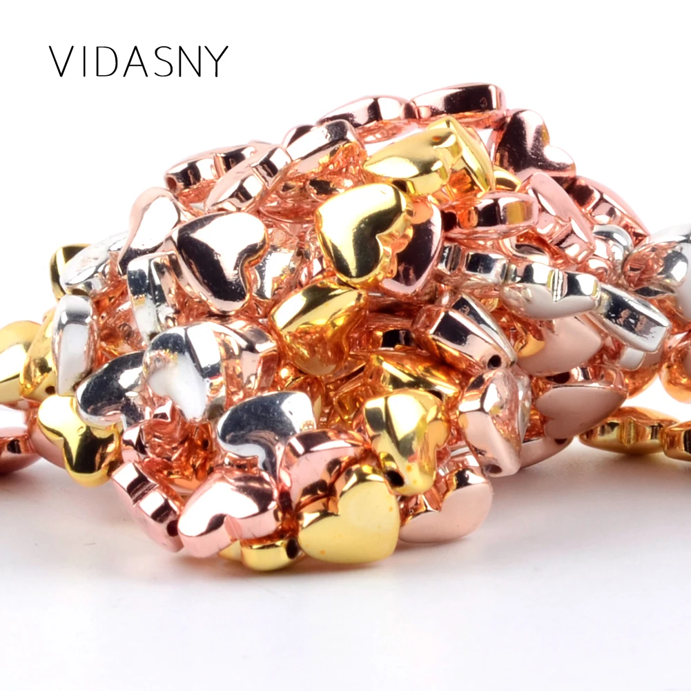 Натуральный минеральный Драгоценный Камень Роза в форме сердца золото beads бусины для изготовления ювелирных изделий 6 мм разделитель свободные бусины ожерелье самодельное браслет 15"