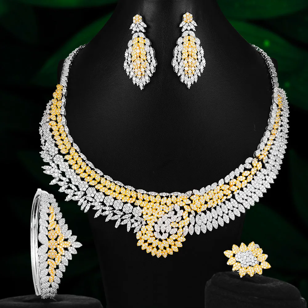 

Kellybola Brand Dubai Russia Trendy 4 PCS Jewelry Set for Women Wedding Party Show Attractive Accessories Top Quality 2021