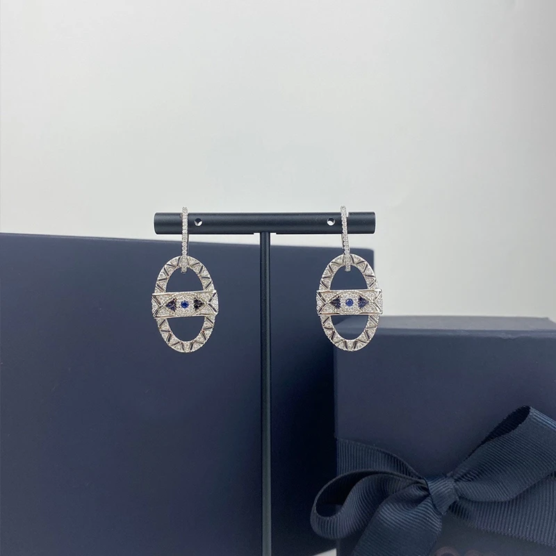

Trendy fashion S925 sterling silver evil eye ring buckle earrings temperament personality women high-quality exquisite gifts