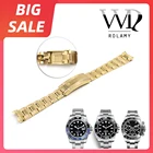 Rolamy 20 мм, золотистыеСеребристые однотонные закругленные закрученные закручивающиеся заглушки, Замочная застежка, стальной ремешок для часов, ремешок для часов, часы для часов