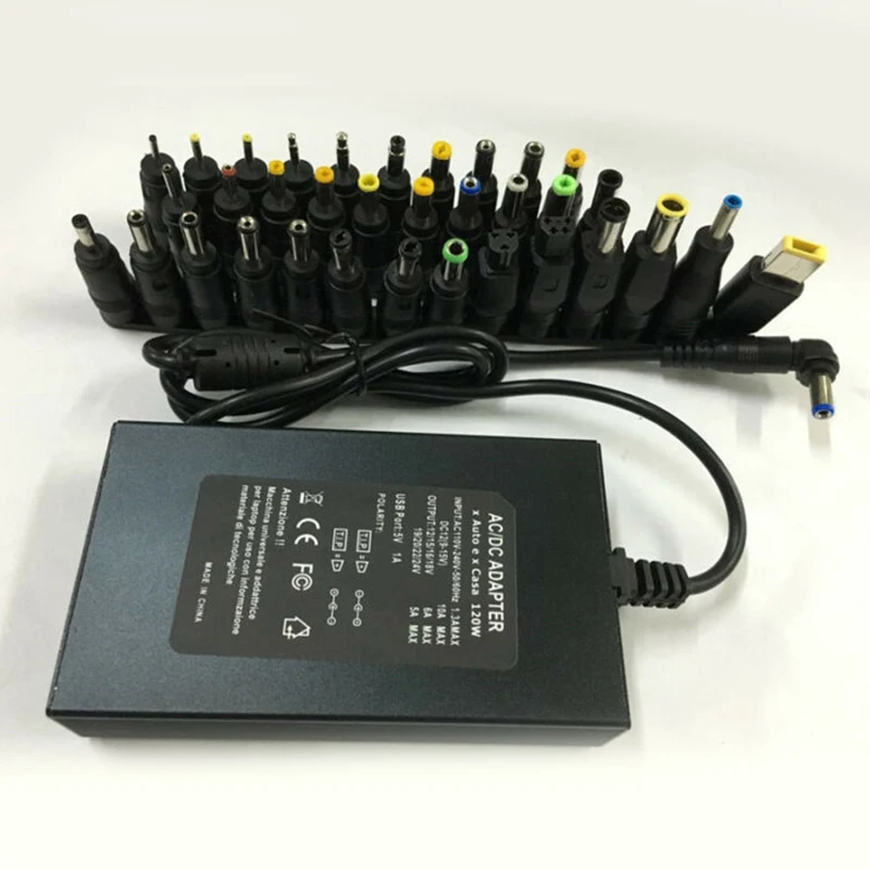 Универсальное зарядное устройство для автомобиля и дома 120 Вт 34 наконечника