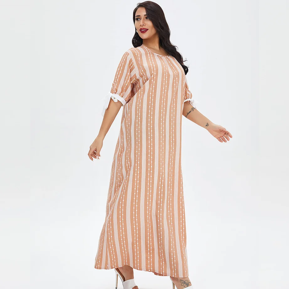 2021 Новое мусульманское женское Повседневное платье, пижама, летнее платье, Абая, большого размера, Повседневное платье Ближнего Востока, пл...