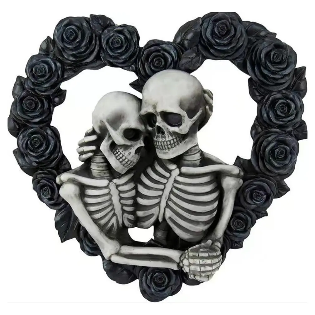

Акриловый венок с черепами, венок для пар, любовь, розы, аксессуары для пар, украшение для дома