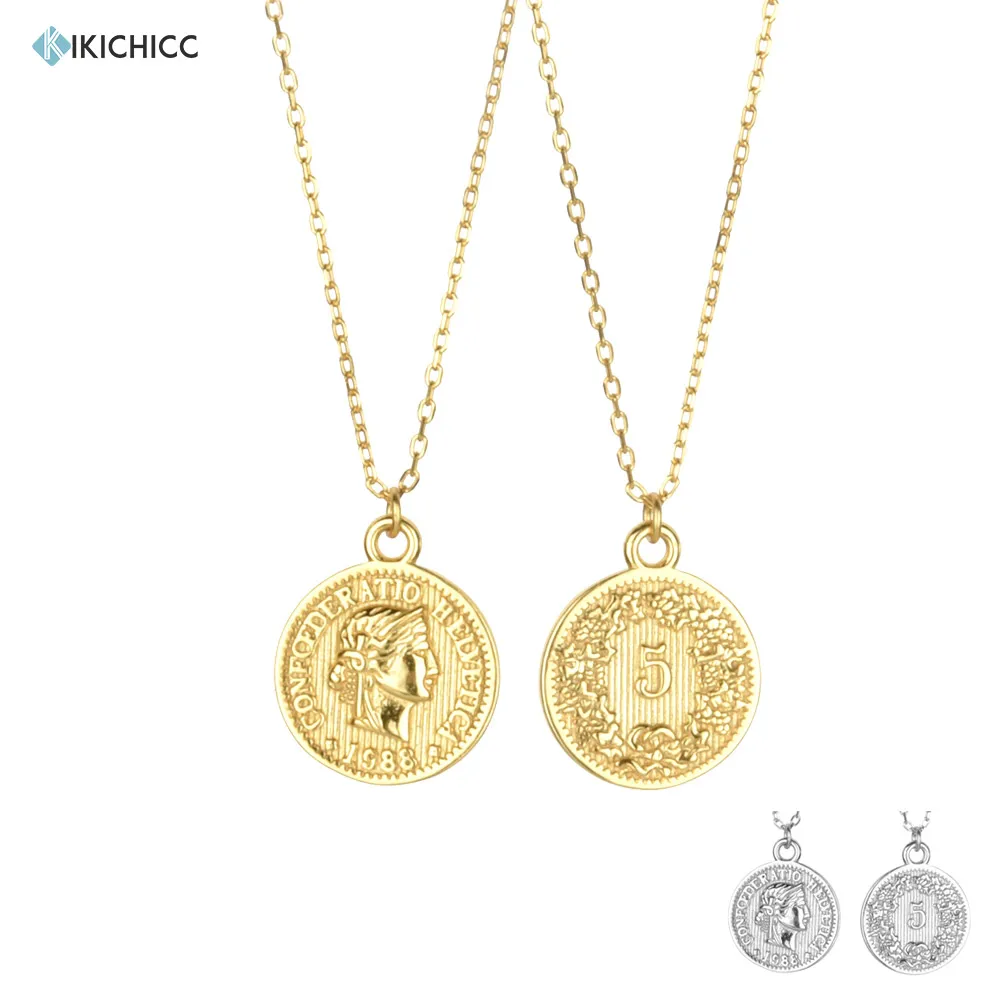 

Длинная цепочка с кулоном KIKICHICC из серебра 925 пробы с золотыми монетами королевы, ожерелье 2021, Модные Изящные ювелирные изделия, подарок для ...