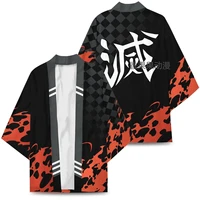 demon slayer cosplay costume kinetsu no yaiba kimono 3d printed coats kisatsutai cloak agatsuma zenitsu kimono tops halloween