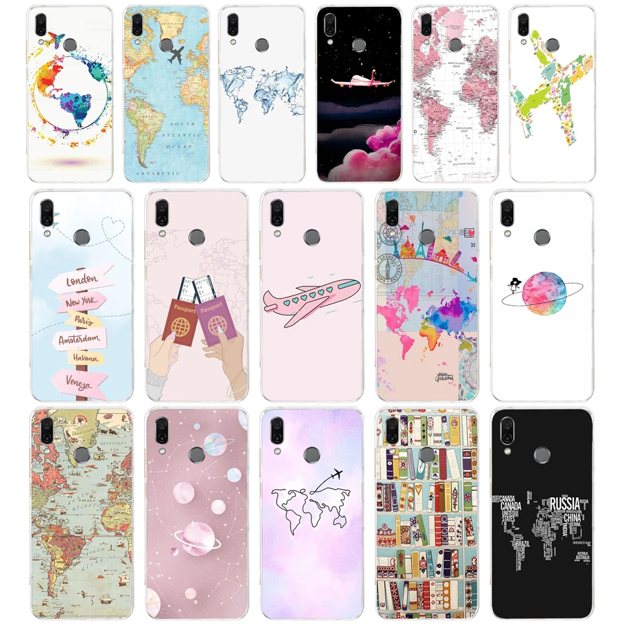 Мягкий чехол из ТПУ с картой мира 78AA для Huawei Honor 8 8S 8X 8 Lite 9 9 Lite
