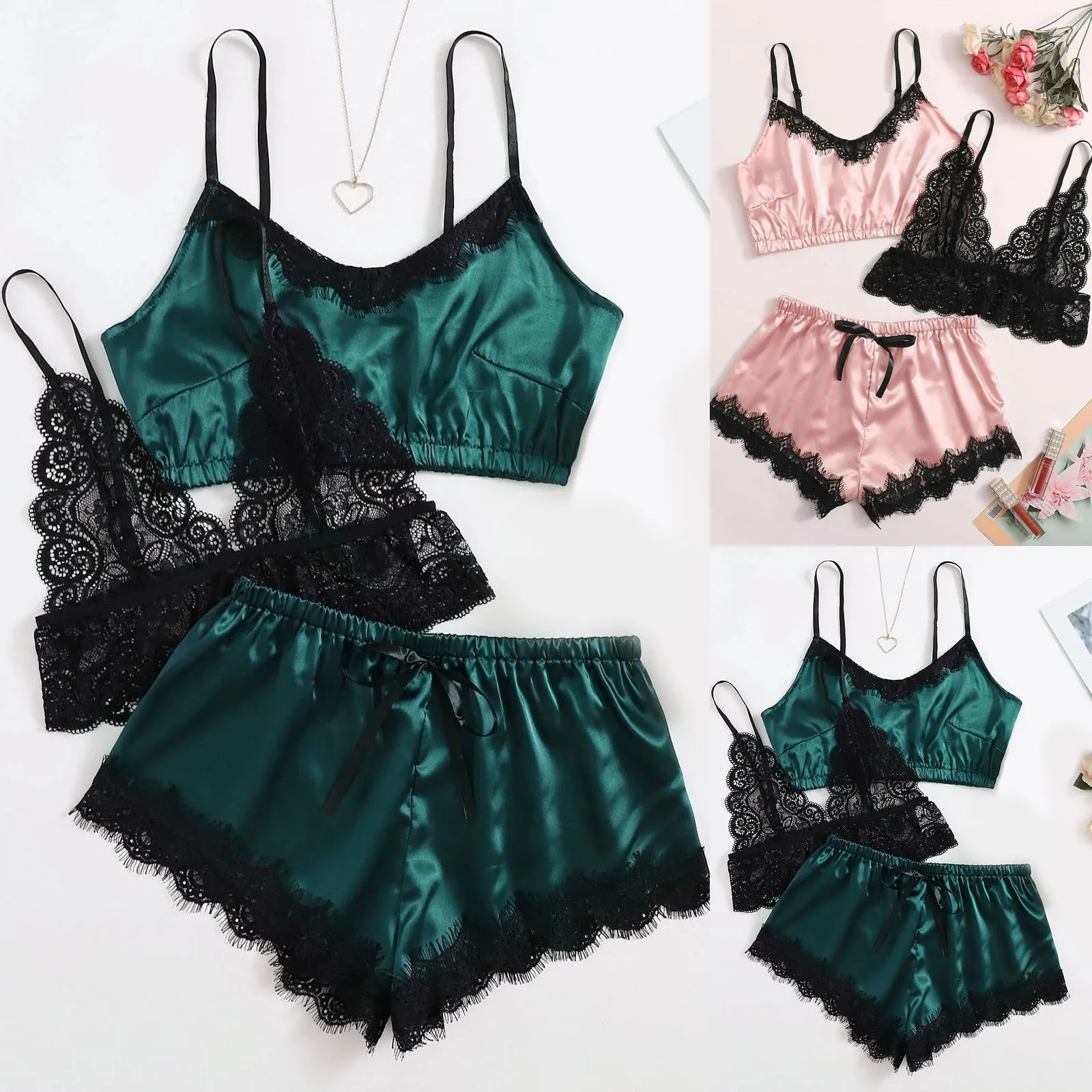 

Women's Sexy Lingerie Silk Lace Casual Dress Babydoll Pajamas Seamless Lingerie