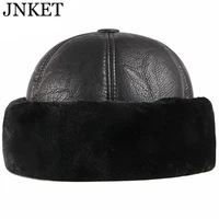 jnket fashion autumn winter mens pu leather skullcap beanies hat casual pumpkin hat sailor cap brimless hat
