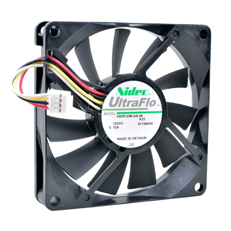 

U80R12MLAB-58 8cm 80mm fan 80x80x15mm DC12V 0.12A 4 lines Industrial computer cooling fan with speed monitoring RD warning
