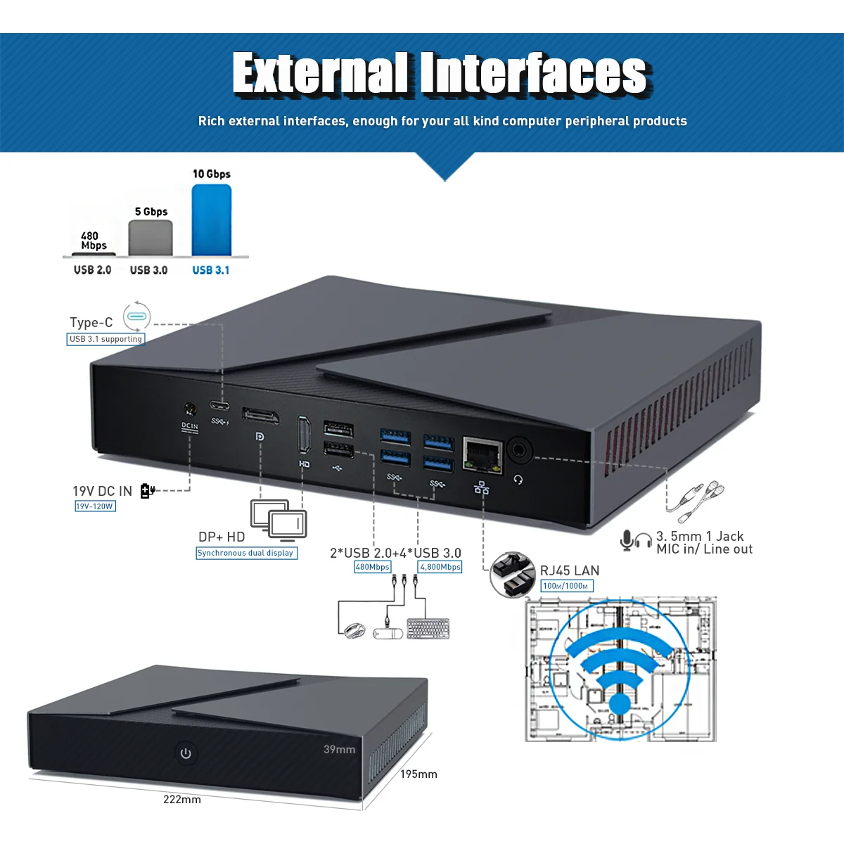 HYSTOU новейшие настольные компьютеры i7 9750H i5 9300H i9 8950HK GTX 1650 4G мини игровой ПК макс. 64G