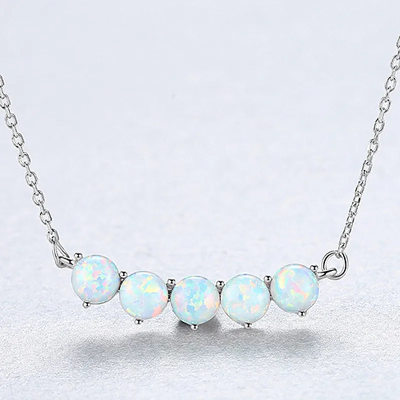 White Opal Модное женское ожерелье, серебро 925, опал, ожерелье 4 мм, опалы, Стерлинговое Серебро, сексапильное кружево, хорошее украшение, свадебный подарок - Цвет камня: White Opal