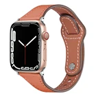 Ремешок кожаный женский для Apple Watch 7 6 SE, тонкий браслет для iWatch Series 3 2 1 38 мм 42 мм, 40 мм 41 мм 44 мм 45 мм