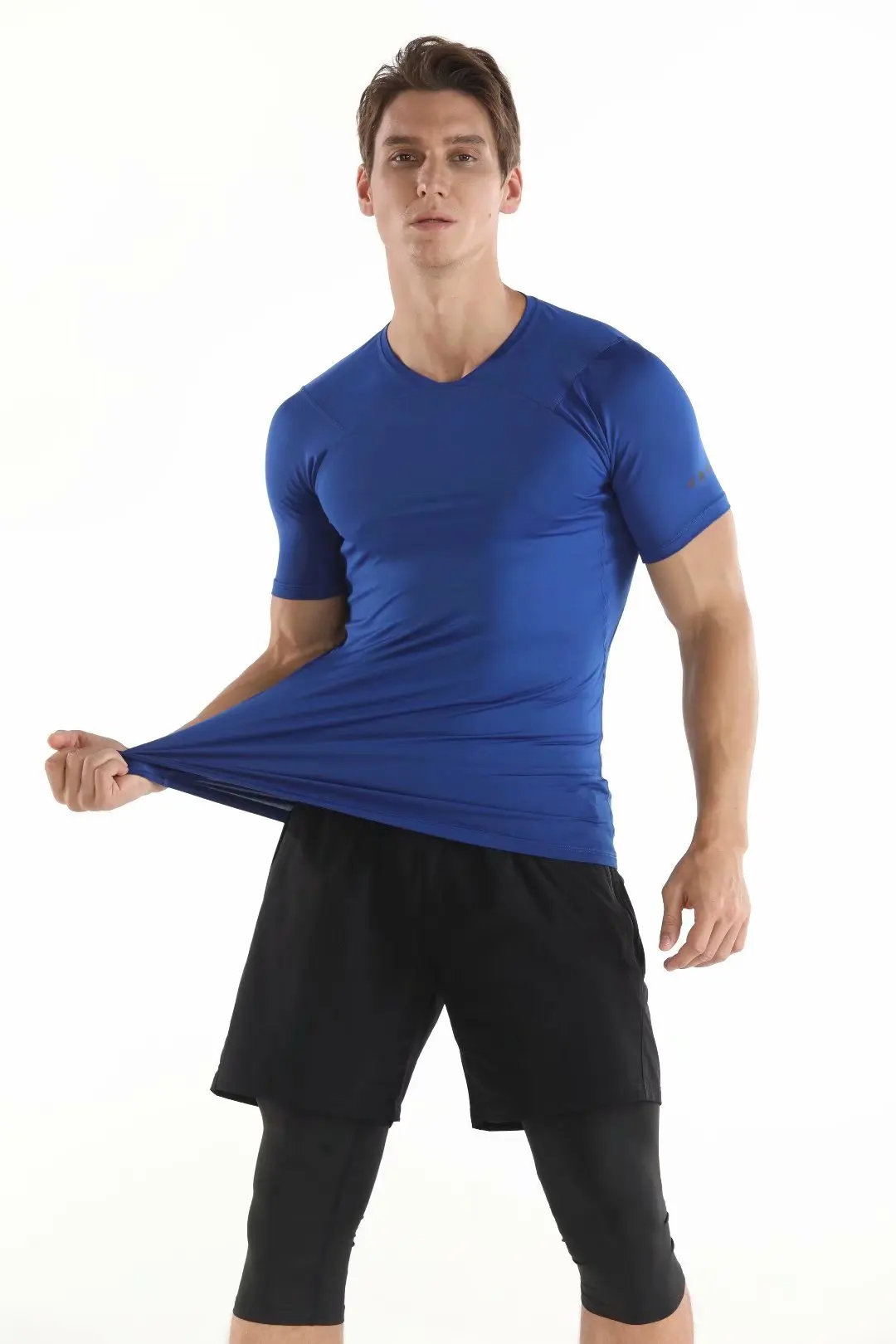 

2020 Men Running Fitness T Shirt Quick Dry Training Sports soccer Jersey Football Solid Muscle Gym Tops tees tight clothing
