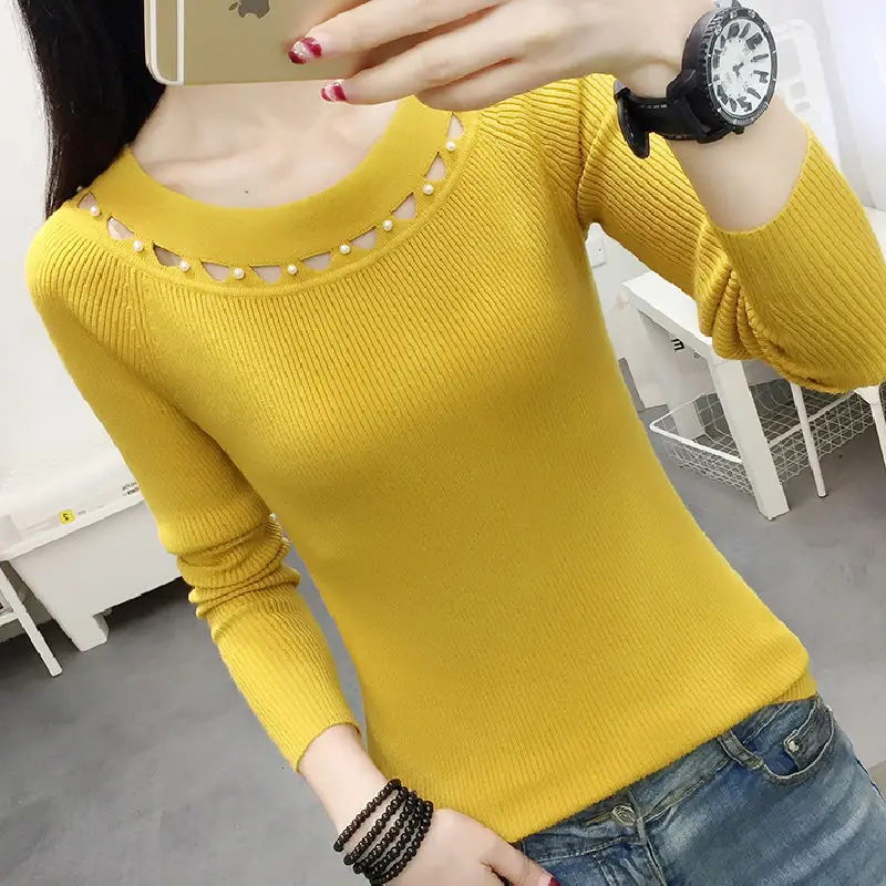 Autumn And Winter New 2021 Foreign Style Loose Round Neck Knitted Women's Long-sleeved Pullover Sweater Worn Inside Outside | Женская