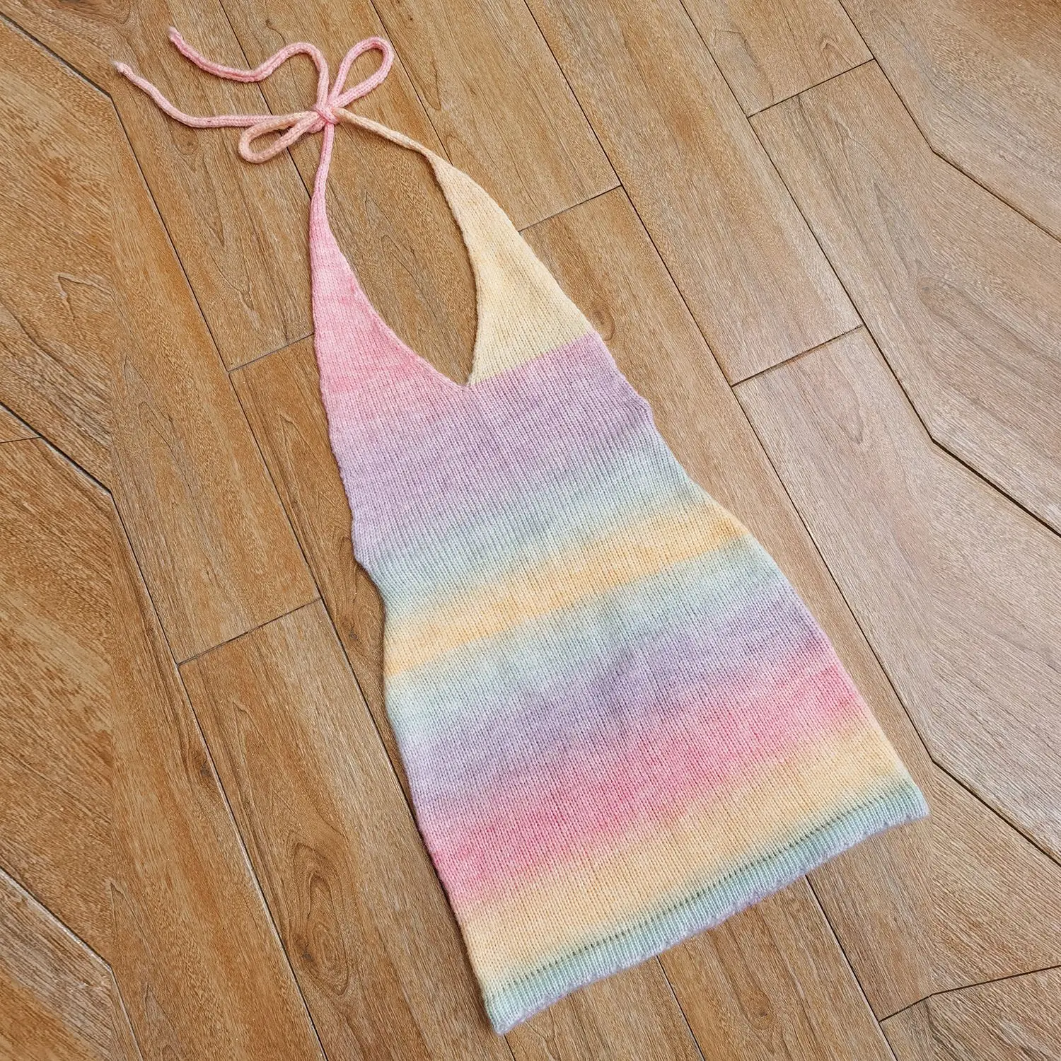

2021 Spring Fashion Knitted Short Dress Women Sleeveless Sexy Backless Halter Mini Dresses Summer Female Bodycon Beach Dresses
