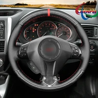 diy hand sewn carbon fiber pu car steering wheel cover for subaru forester impreza wrx legacy car interior accessories
