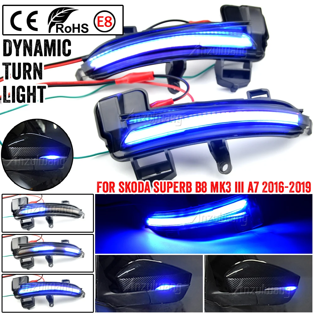 

Для Skoda Superb A7 B8 MK3 III Тип 3 в 2016-2019 2 шт. боковой зеркальный индикатор динамический последовательный поток светодиодный светильник Тель поворот...