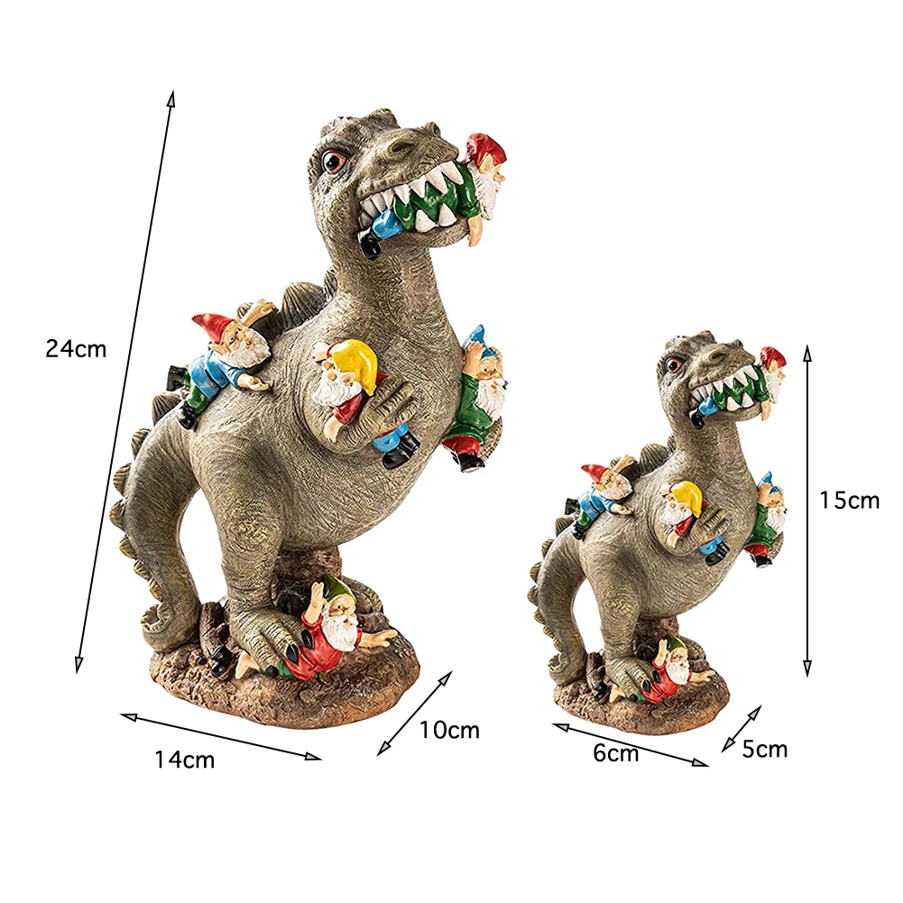 

Resin Dinosaur Dwarf Figurine Statue Funny Lifelike Hilarious Eating Gnome Animal Sculpture for Outdoor Home Garden Ornament