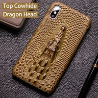 luxury phone case for iphone 7 8 11 pro case cowhide dragon head back cover for iphone13 6s xr xs max case 6p 6sp 7p 8p cover