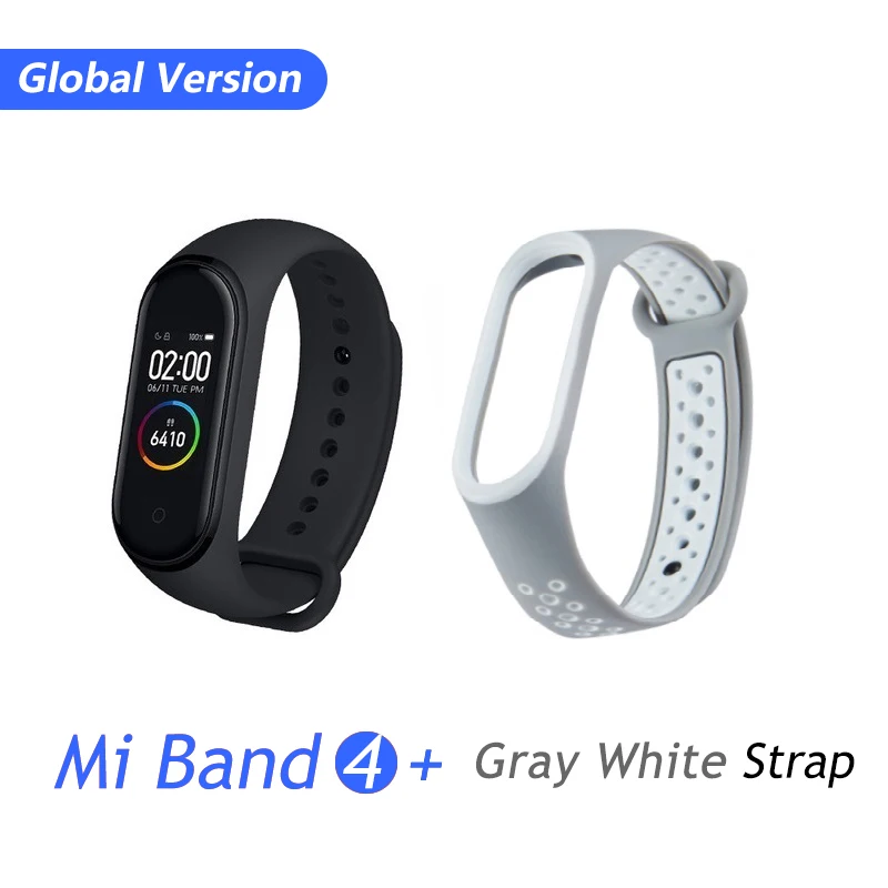 GB Gray White Xiaomi mi-браслет 4 музыкальный смарт-браслет mi Band 4 браслет пульсометр фитнес 135 мАч цветной экран Bluetooth 5,0 браслеты - Цвет: GB Gray White
