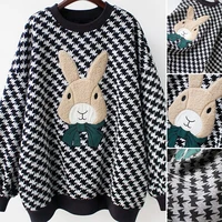new winter kawaii cartoon thicken warm pullovers for women anime rabbit long sleeved sweatshirt casual sweat 90s girl hoodies