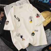 2021 news popular t shirt loose womens wear short sleeve fashion summer student clothes girl jacket casual cartoon embroidery