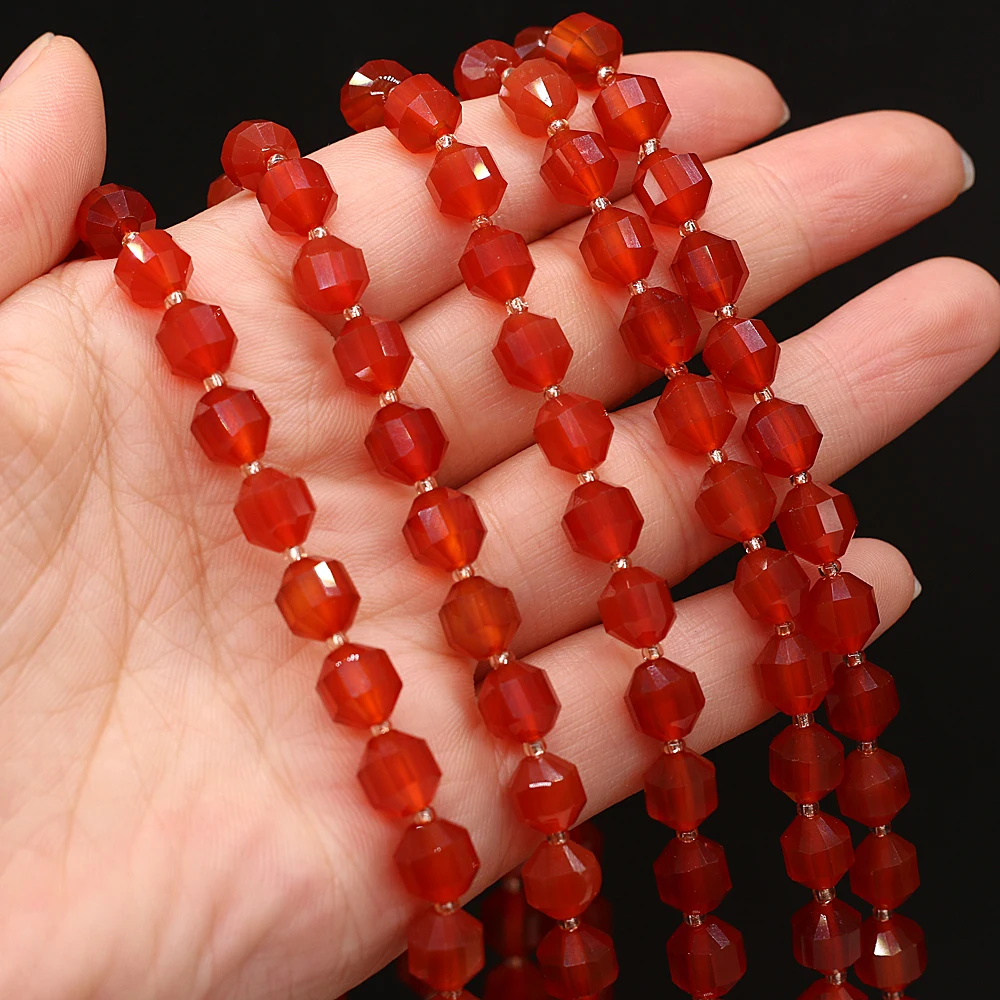 

Hot Selling Natural Semi-precious Stones Faceted Beaded Red Agate Used In DIY Jewelry Making Necklace Bracelet Accessories 8mm