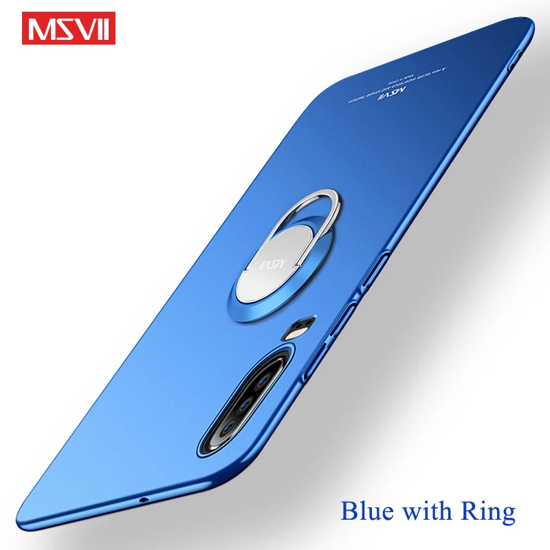 blue with ring P30 Pro Чехол MSVII тонкий матовый чехол для huawei P30 Lite чехол P 30 P20 Lite Жесткий PC чехол для huawei P20 Pro P 20 Lite чехол s - Цвет: blue with ring