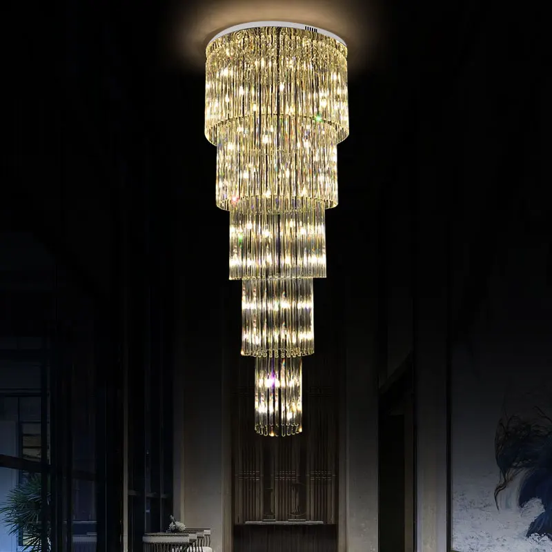 Modern Crystal Staircase Chandelier For Living Room Luxury Cristal Led Hanging Lamp Indoor LED Creative Design Light Fixture | Освещение
